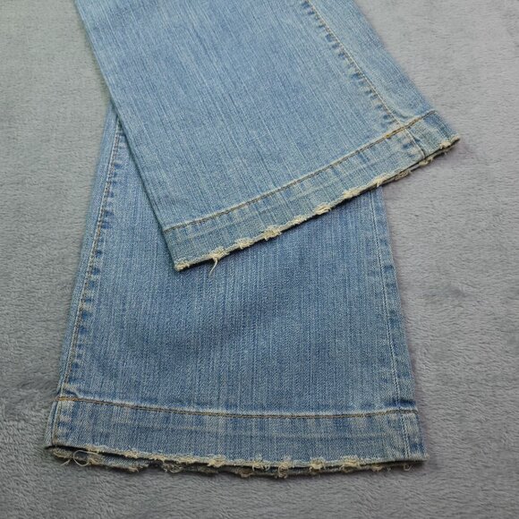 Gap Original Womens Long & Lean Flare Jeans 33 Light Wash Mid Rise Distressed - Picture 5 of 7